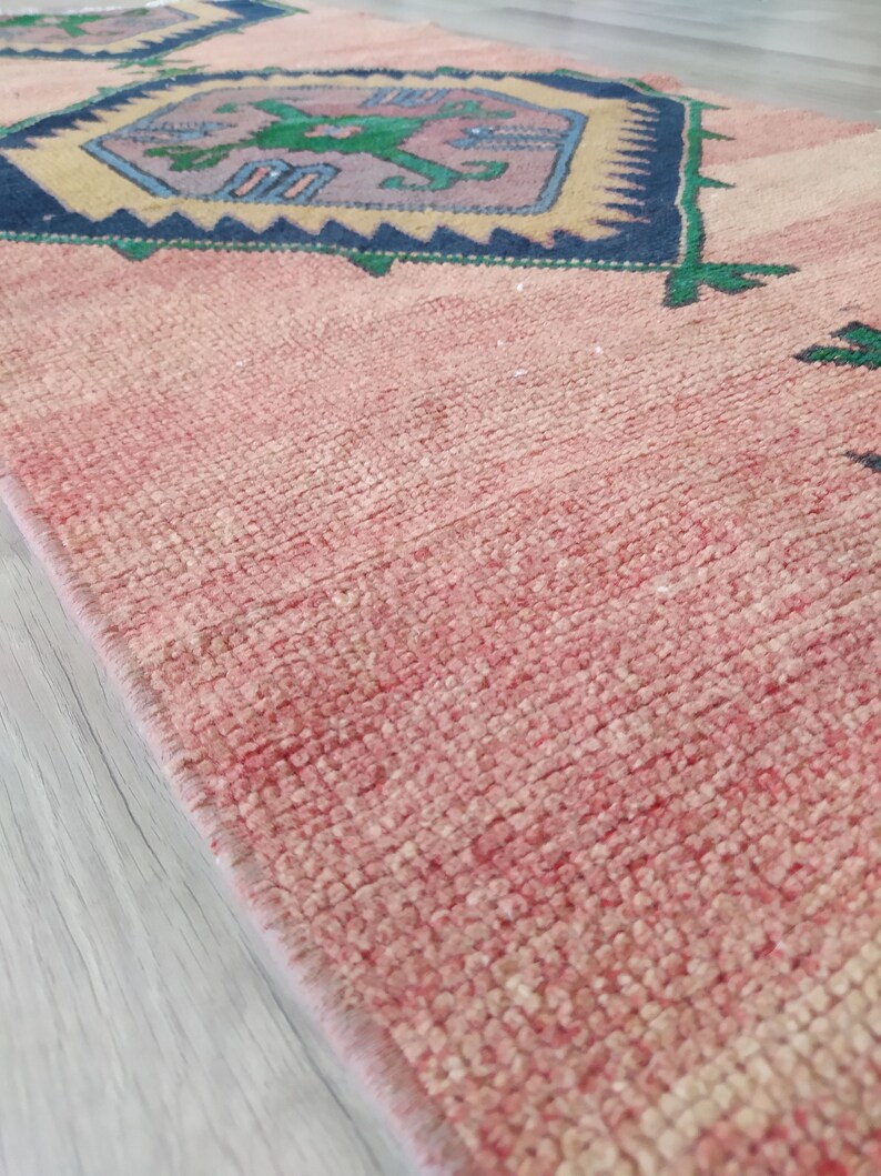 Vintage rugs Oriental Rugs Handmade Pink Runner Kitchen Etsy