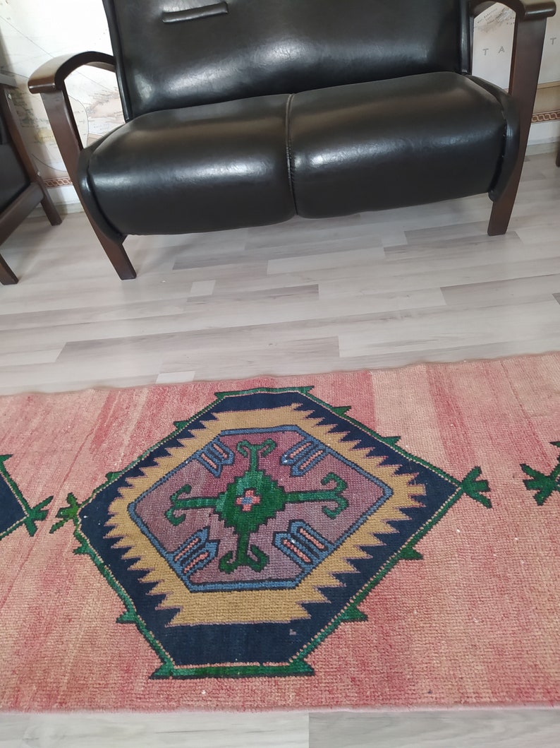 Vintage rugs Oriental Rugs Handmade Pink Runner Kitchen Etsy