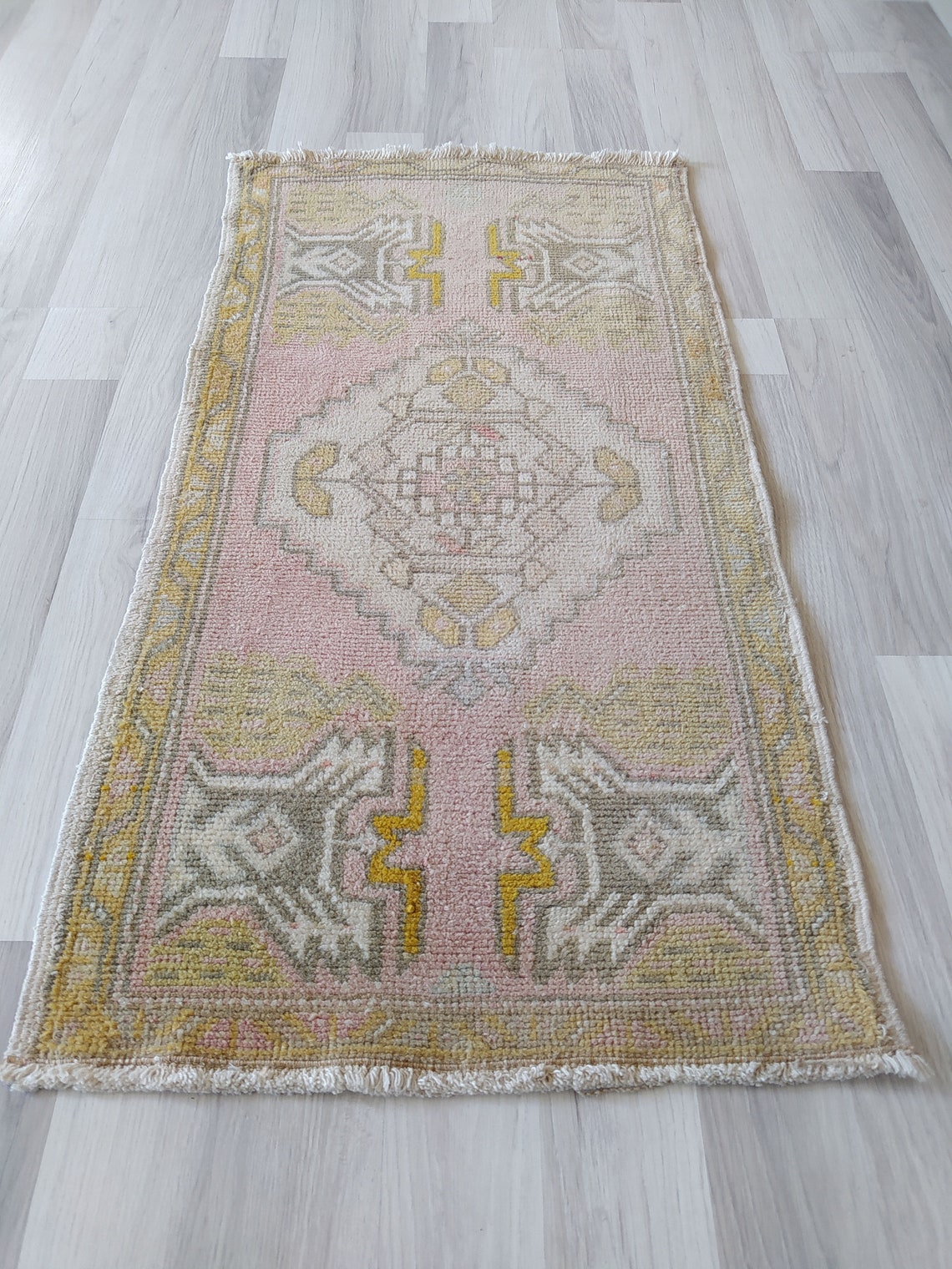 Pink Small Bathroom Rug Vintage Small Oushak Rug Oushak Mat Etsy