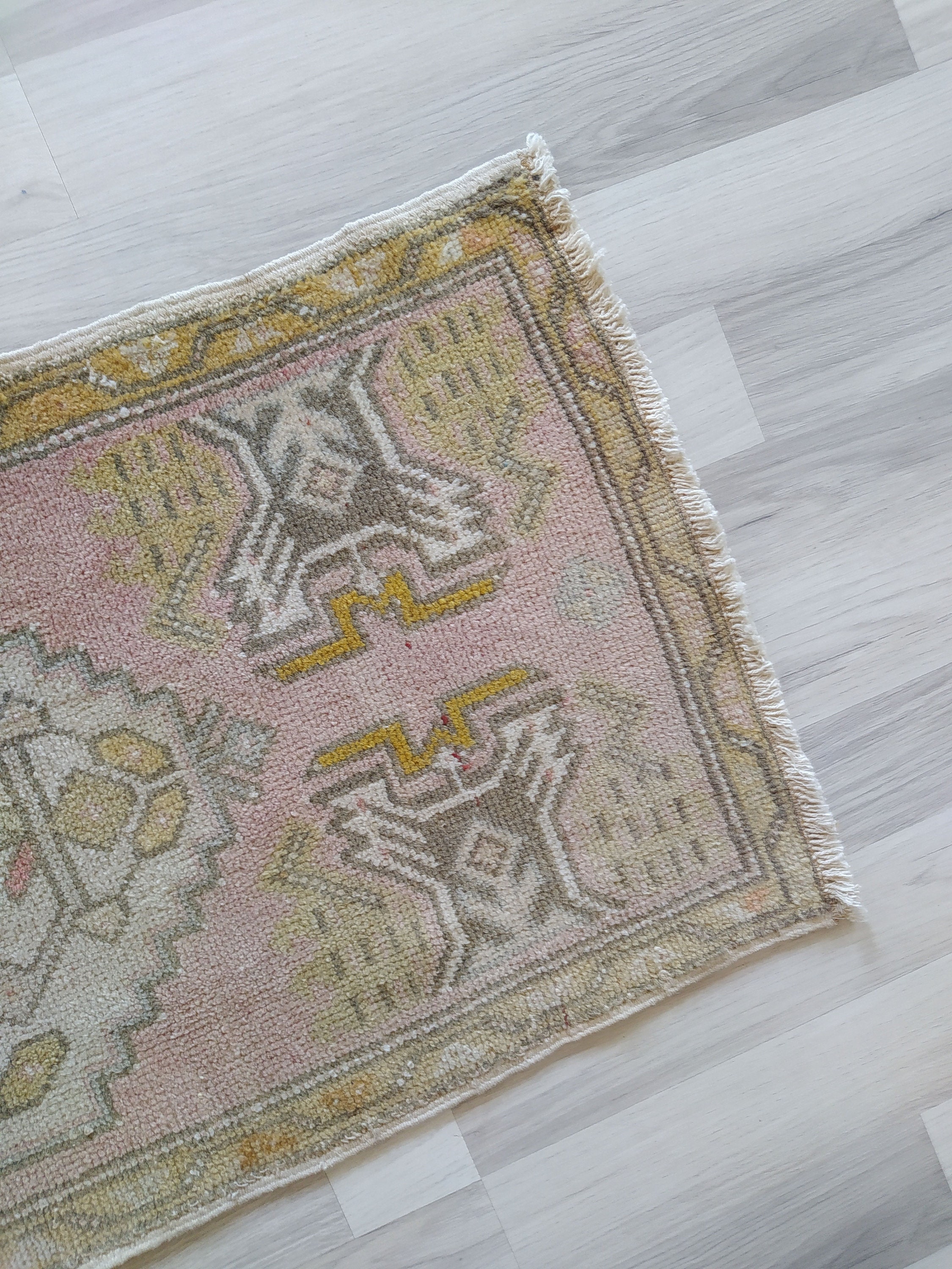 Pink Small Bathroom Rug Vintage Small Oushak Rug Oushak Mat Etsy