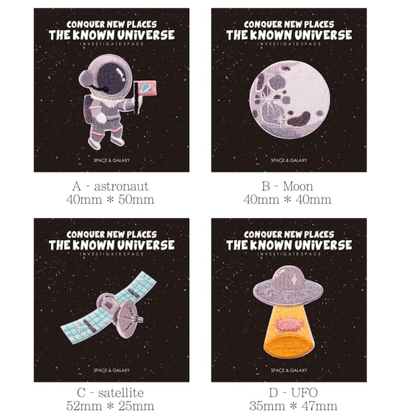 New High Quality Astronaut Satellite UFO Moon Embroidered Jeans Clothes Sticker