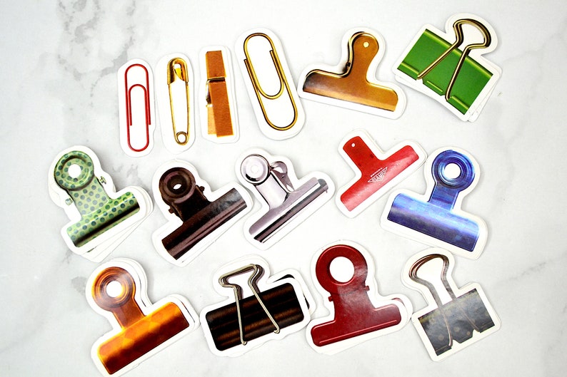 45pc Clips Stationary Stickers Flake Scrapbook Supplies Etsy