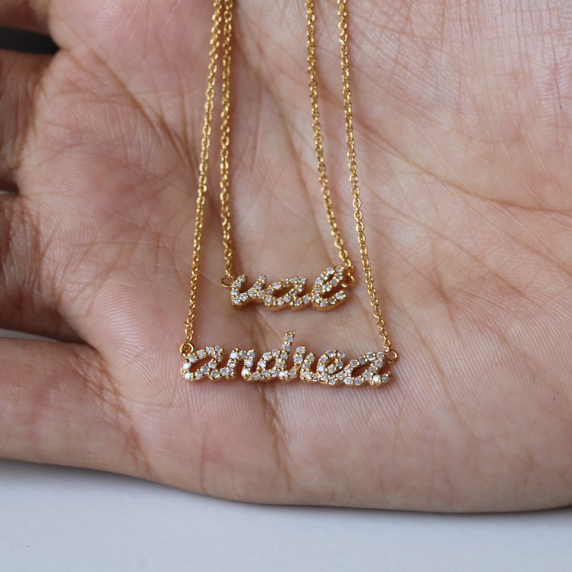 large diamond name necklace