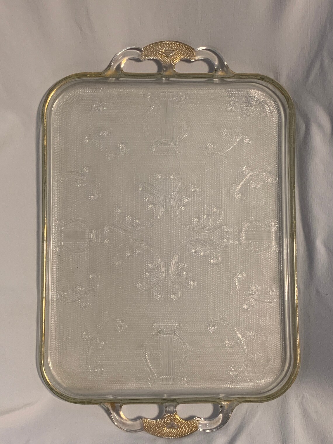 Gold accented glass serving tray Etsy