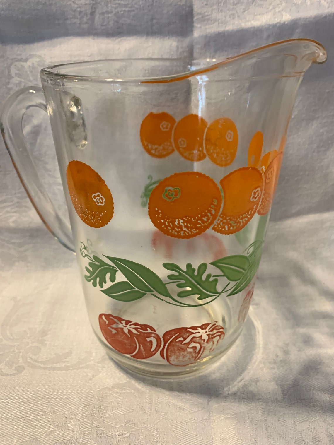 Vintage Orange juice pitcher and 2 glasses Etsy