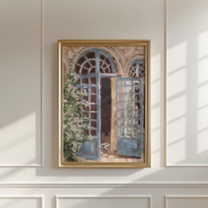 Puertas azules francesas en Provenza Impresión / Impresión de pintura al óleo original de Mary Ellen Crowley - Cranberry Lane