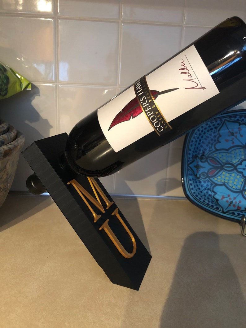 3d Printed Wine Stand Black And Gold Mu Etsy