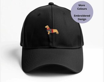 Dachshund Embroidered Cap, Sausage Dog Unisex Hat, Dog owners gifts