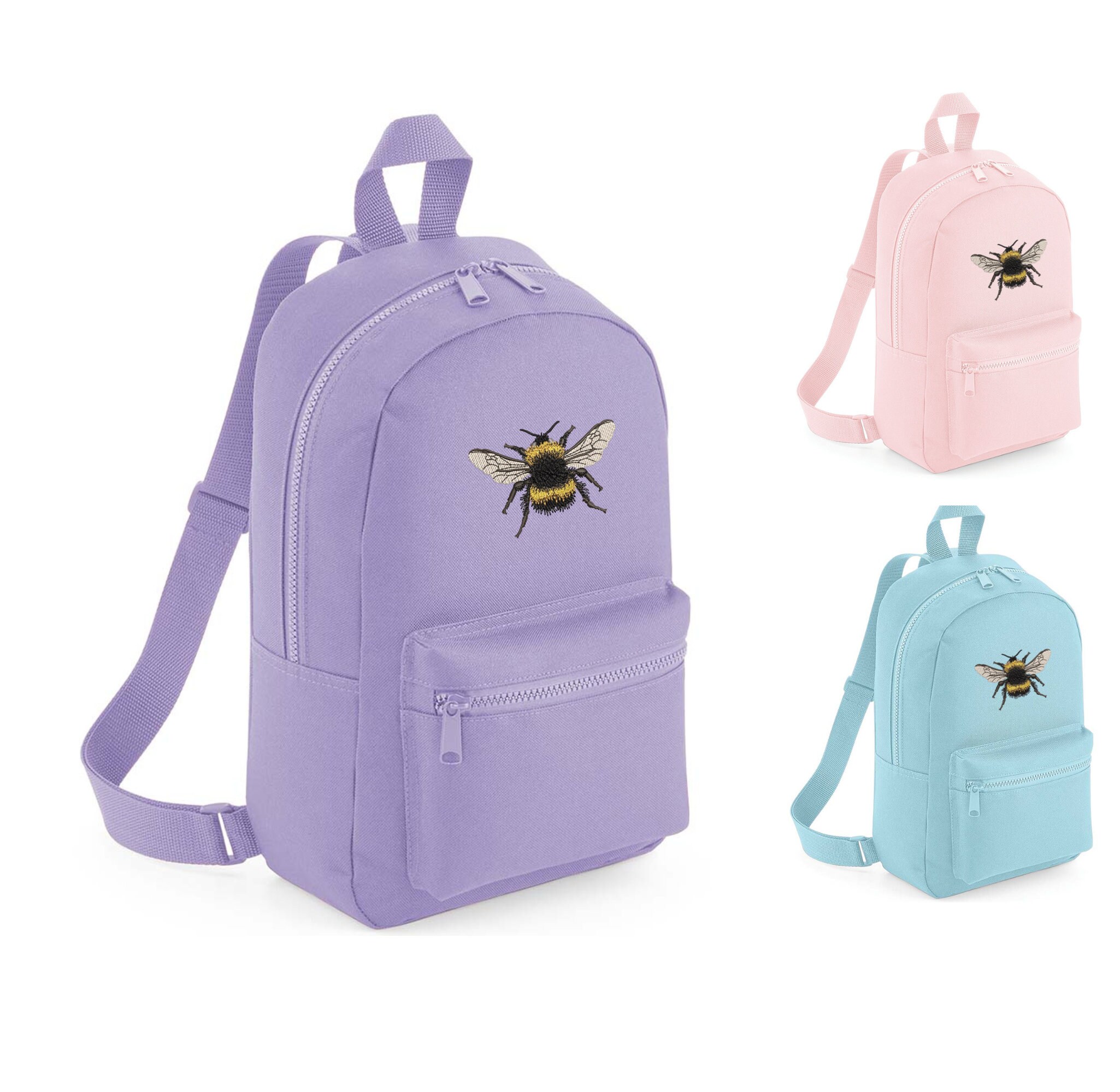bumble bee mini backpack Embroidered Bee Backpack: Mini Rucksack, Unisex Bumble Bee Gift, Add Your  Text Bag