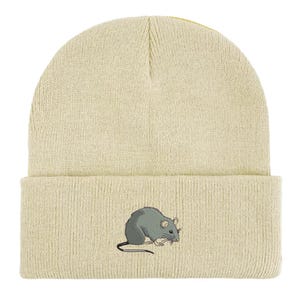 Embroidered Rat Beanie: Unisex Winter Hat, Rat Lover Gift image 15