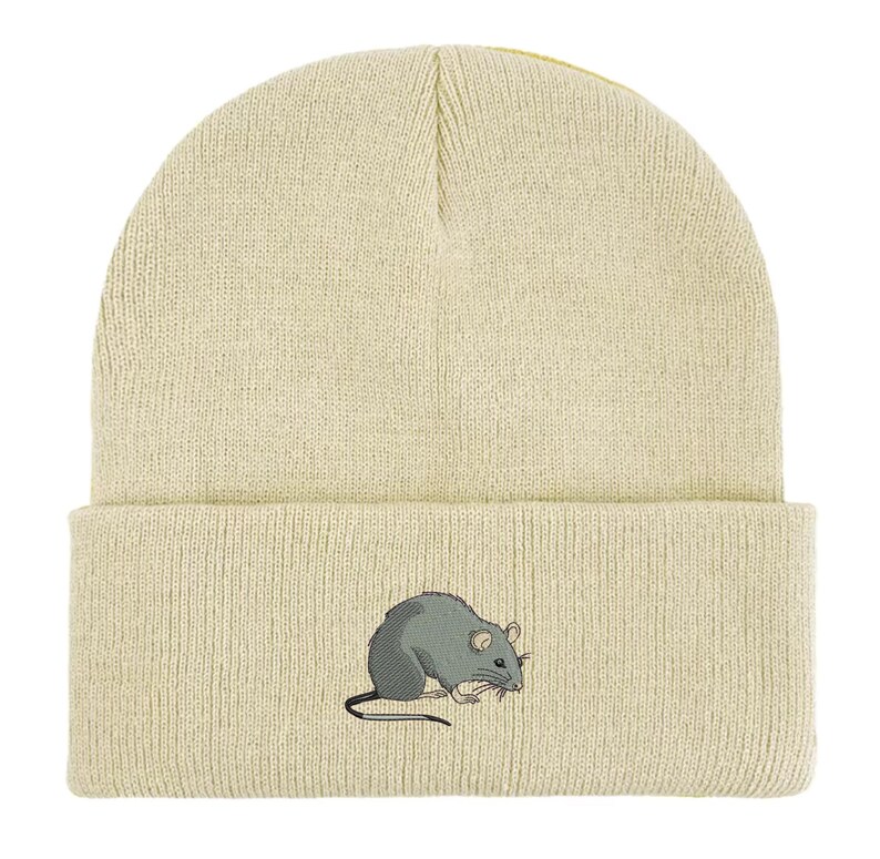 Embroidered Rat Beanie: Unisex Winter Hat, Rat Lover Gift image 15
