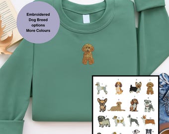 Custom Embroidered Dog Breed Sweatshirt, Unisex Fit, Multiple Breeds & Colors