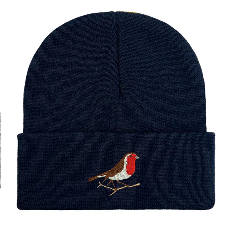Robin Embroidered Beanie: Unisex Bird Watching Hat. Winter accessories. Bird lovers gifts image 13