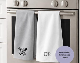 Paño de cocina de algodón bordado personalizado, decoración de cocina con nombre personalizado (Reino Unido)