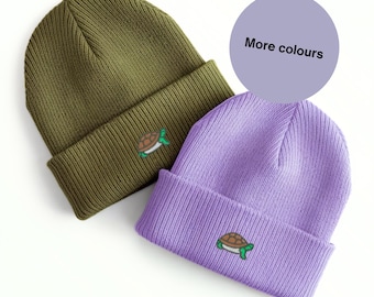 Gorro de tortuga bordado, regalo para amantes de los reptiles, gorro de invierno con diseño de animal, bonito bordado de tortuga, gorro unisex.