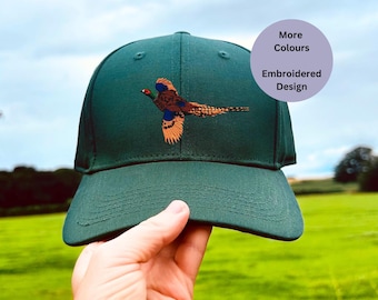Gorra de béisbol bordada con faisán: gorra unisex de algodón para observar aves