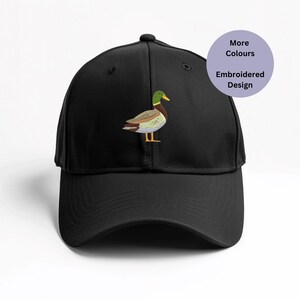 Embroidered Duck cap. Duck hat. duck gift ideas. duck accessory. Duck headwear. Duck lovers gift. Embroidered duck hat. Bird hat. bird watchers gift ideas.