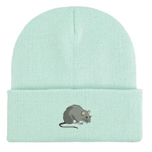 Embroidered Rat Beanie: Unisex Winter Hat, Rat Lover Gift image 11