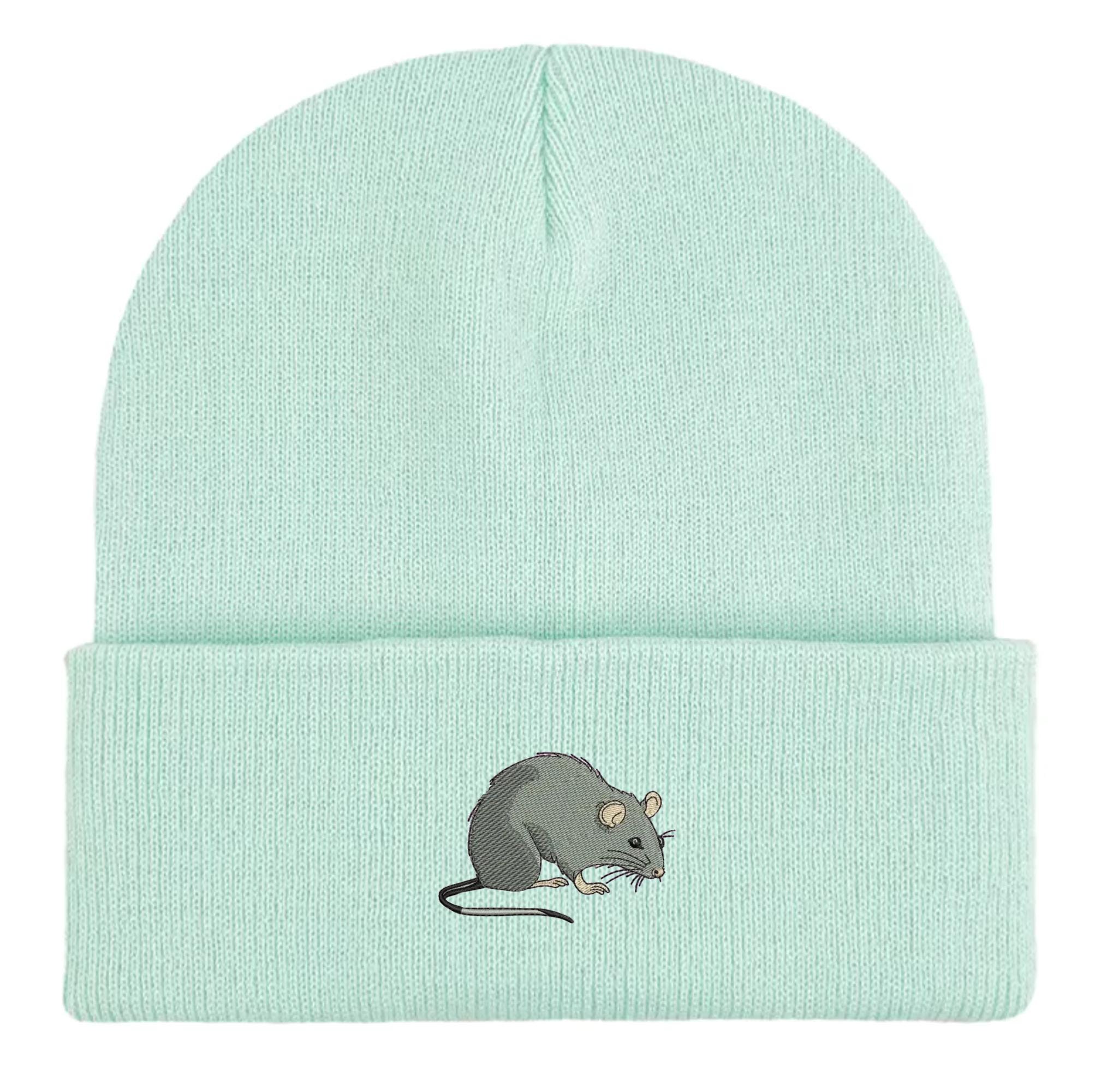 Embroidered Rat Beanie: Unisex Winter Hat, Rat Lover Gift - Etsy