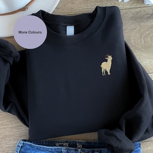 Goat embroidered sweatshirt. Farm animal embroidered Jumper. Embroidered clothing gift ideas. Goat lovers gift ideas Goat clothing sweats