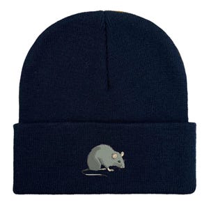 Embroidered Rat Beanie: Unisex Winter Hat, Rat Lover Gift image 17