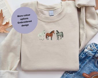 Sudadera con bordado de caballo: regalo unisex para jinetes. Ropa bordada.