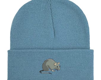 Embroidered Rat Beanie: Unisex Winter Hat, Rat Lover Gift - Etsy