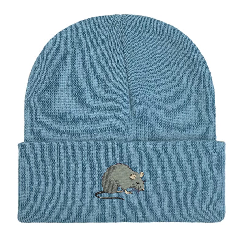 Embroidered Rat Beanie: Unisex Winter Hat, Rat Lover Gift image 12