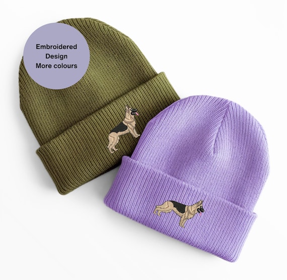 Embroidered German Shepherd Beanie: Unisex winter warm hat, Dog walkers gift ideas