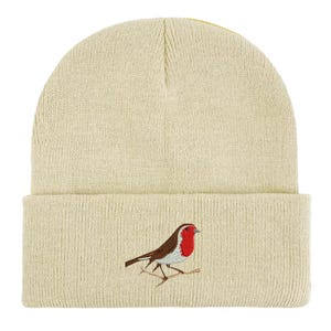 Robin Embroidered Beanie: Unisex Bird Watching Hat. Winter accessories. Bird lovers gifts image 6