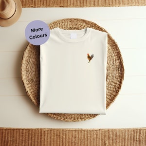 Farm Chicken embroidered t-shirt. Unisex embroidered Tee. Rooster chicken tshirt Chicken lovers T-shirt chicken t shirt rooster