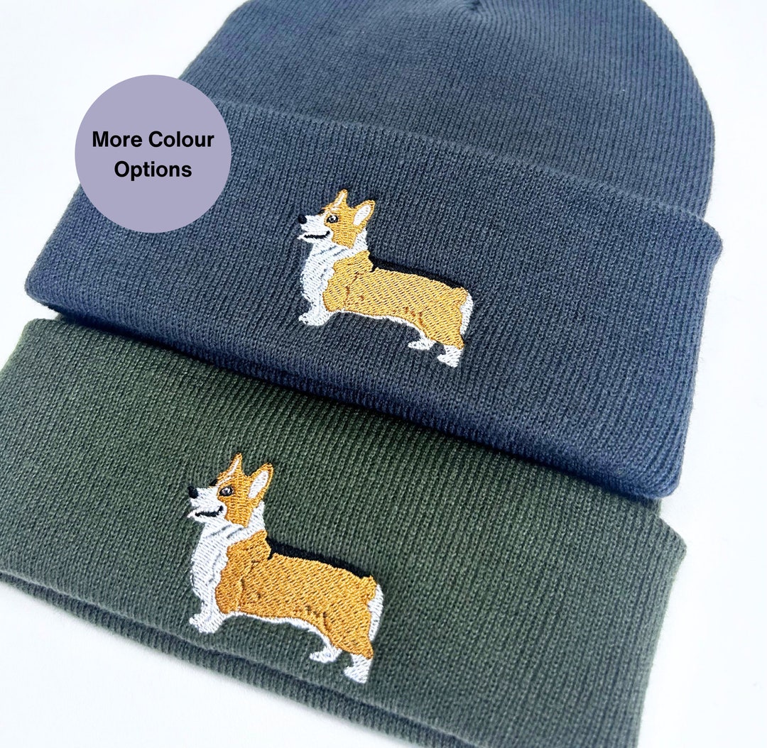 Bonnet En Maille Brodé Corgi Muorruo - Bonnet D'hiver Chaud Unisexe, Pour Ski, Randonnée, Ou Usage Quotidien
