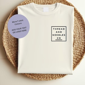 Personalised Embroidered Organic Cotton T-Shirt: Custom Text and Logo. Add your design clothing