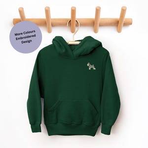 Kids Embroidered Miniature Schnauzer Hoodie. Kids embroidered clothing, Embroidered dog lovers gift ideas. Git ideas for children.