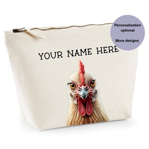 Borsa portaoggetti a forma di pollo, borsa portaoggetti a forma di gallo, trousse per il trucco, beauty case, borsa da viaggio. Ottima idea regalo per gli amanti dei polli. Idee regalo a forma di gallo.