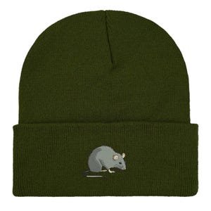 Embroidered Rat Beanie: Unisex Winter Hat, Rat Lover Gift image 13