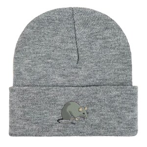 Embroidered Rat Beanie: Unisex Winter Hat, Rat Lover Gift image 18