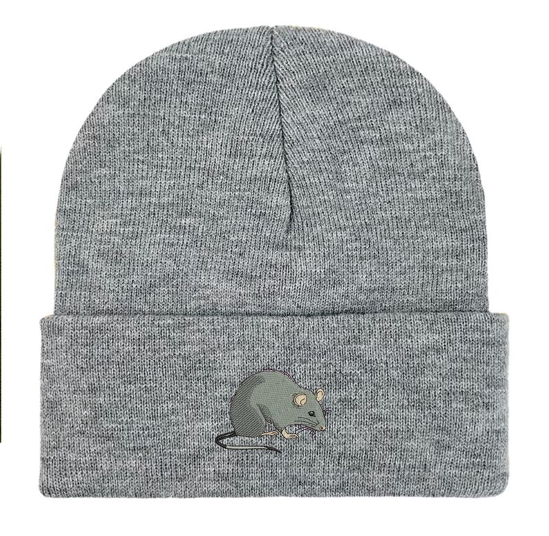 Embroidered Rat Beanie: Unisex Winter Hat, Rat Lover Gift image 18