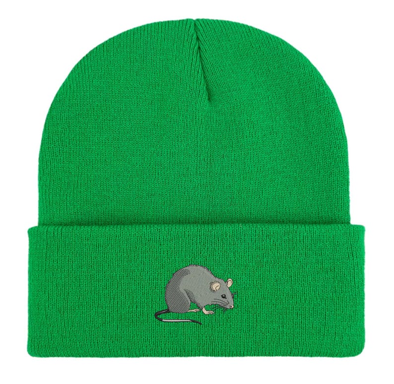Embroidered Rat Beanie: Unisex Winter Hat, Rat Lover Gift image 10