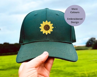 Embroidered Sunflower Baseball Cap: Unisex Cotton Twill Hat