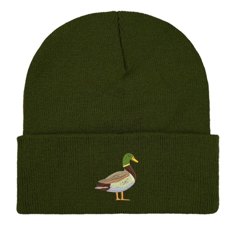 Broderad ankmössa: Unisex vintermössa, gåva till fågelälskare bild 19