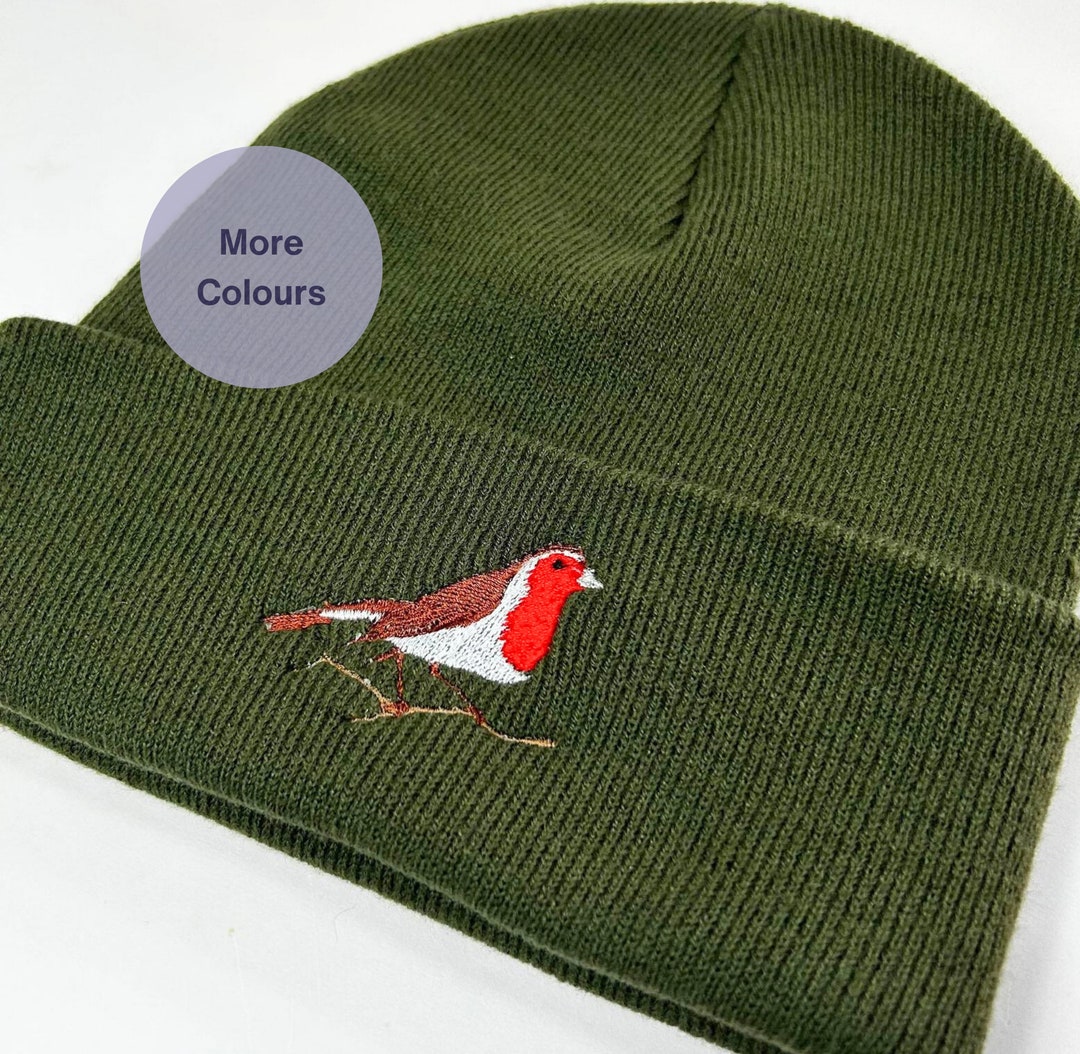 Robin Embroidered Beanie. Beanie Hat for Robin Lovers. Winter Warm