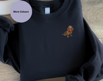 Dapple Dachshund Embroidered Sweatshirt: Unisex Sausage Dog Clothing, Dog owners hood