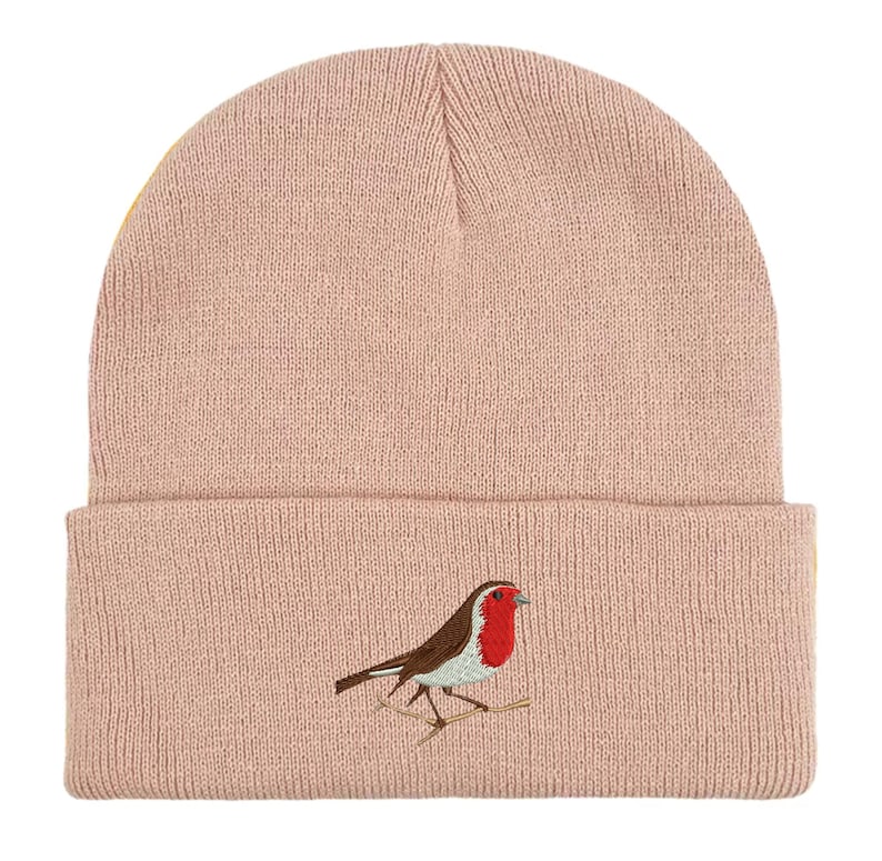 Robin Embroidered Beanie: Unisex Bird Watching Hat. Winter accessories. Bird lovers gifts image 10