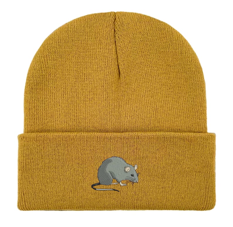 Embroidered Rat Beanie: Unisex Winter Hat, Rat Lover Gift image 16