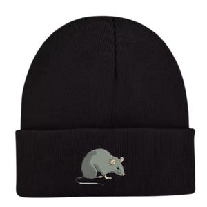 Embroidered Rat Beanie: Unisex Winter Hat, Rat Lover Gift image 14