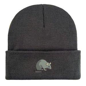 Embroidered Rat Beanie: Unisex Winter Hat, Rat Lover Gift image 19