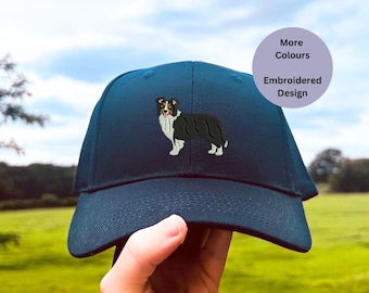Gorra de béisbol bordada para border collie, de algodón, accesorio para cachorros.