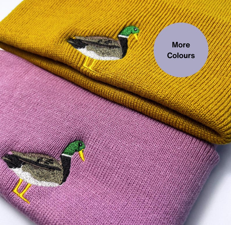 Unisex embroidered Duck hat. Animal beanies for Duck Lovers. Bird embroidered beanie hats. Duck Hat. Gifts for duck lovers