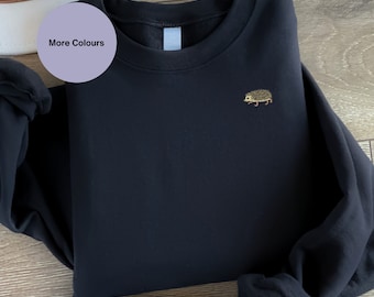 Embroidered Hedgehog Sweatshirt: Unisex Hedgehog Lover Gift. Woodland Animal sweater